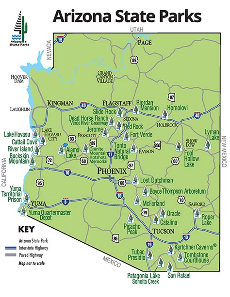 MAP of National Parks in Arizona